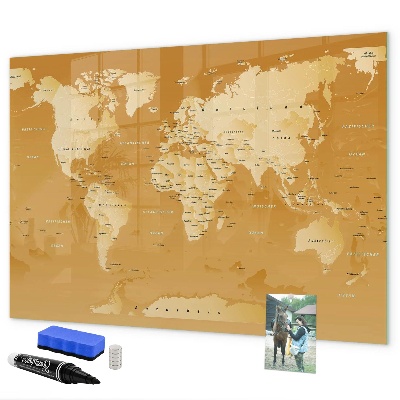 Magnetic dry erase board Interactive map planner with photos