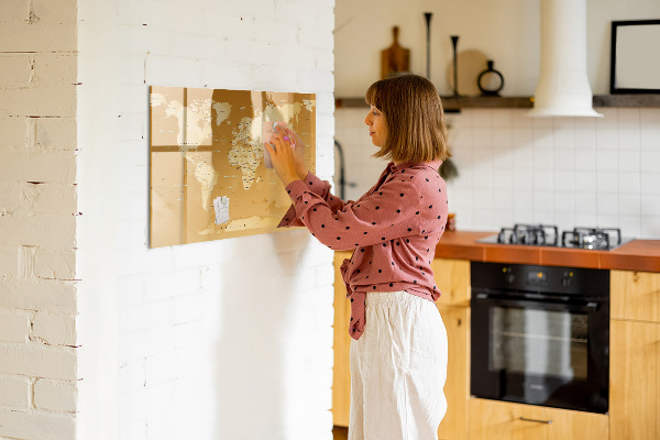 Magnetic dry erase board Interactive map planner with photos