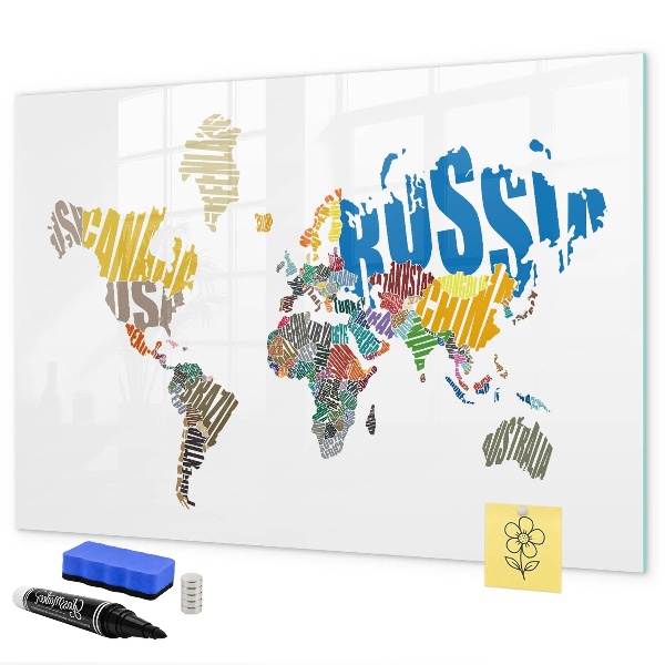 Magnetic dry erase board World map with photo locations