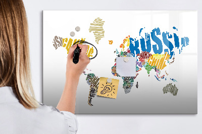 Magnetic dry erase board World map with photo locations