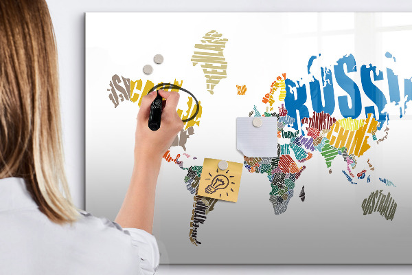Magnetic dry erase board World map with photo locations
