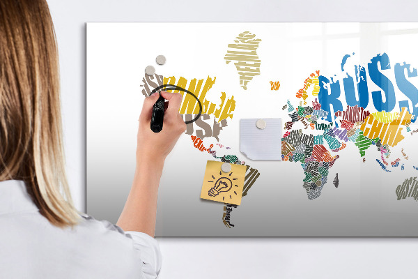 Magnetic dry erase board World map with photo locations