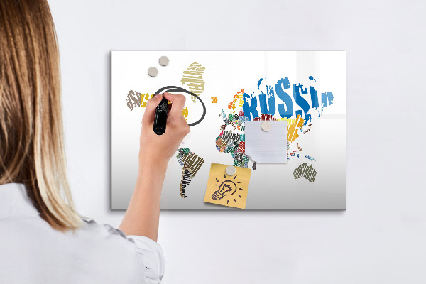 Magnetic dry erase board World map with photo locations