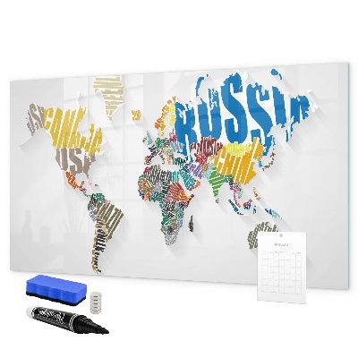 Dry erase board magnetic A world map with personal memories