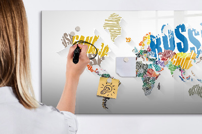Dry erase board magnetic A world map with personal memories