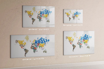 Dry erase board magnetic A world map with personal memories