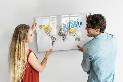 Dry erase board magnetic A world map with personal memories