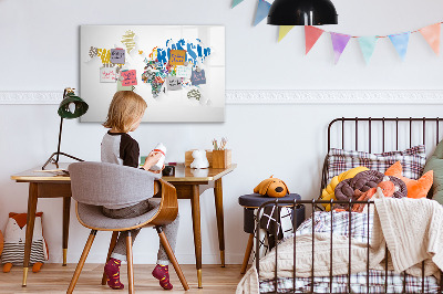 Dry erase board magnetic A world map with personal memories