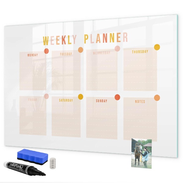 Magnetic dry erase board Weekly planner with space for photos