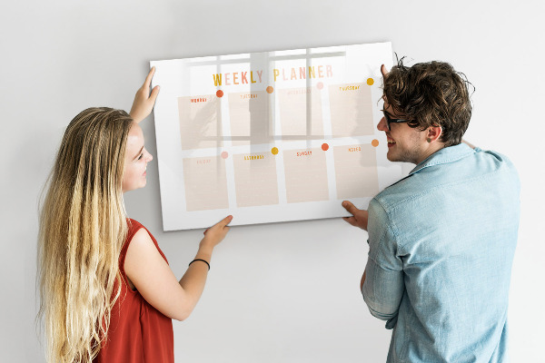 Magnetic dry erase board Weekly planner with space for photos