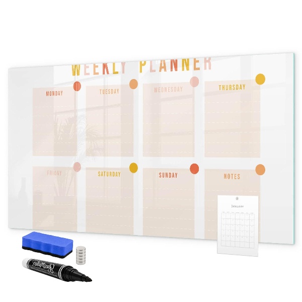 Magnetic dry erase board Weekly planner with space for photos