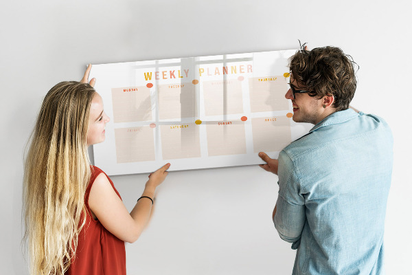 Magnetic dry erase board Weekly planner with space for photos