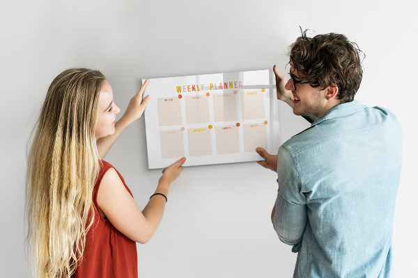 Magnetic dry erase board Weekly planner with space for photos