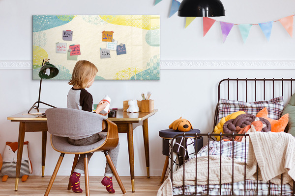 Magnetic dry erase board A colorful board for notes and photos
