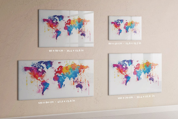 Magnetic dry erase board Colorful world map with photos
