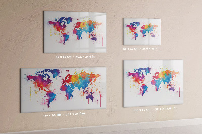 Magnetic dry erase board Colorful world map with photos