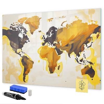 Dry erase board magnetic World map with photo locations