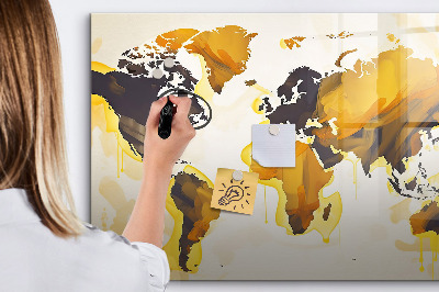 Dry erase board magnetic World map with photo locations