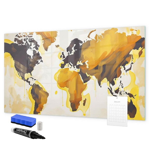 Dry erase board magnetic World map with photo locations