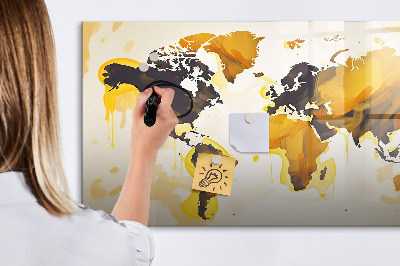 Dry erase board magnetic World map with photo locations