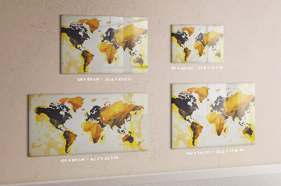 Dry erase board magnetic World map with photo locations