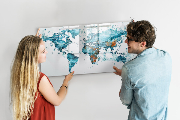 Dry erase board magnetic Water maps with personal memories