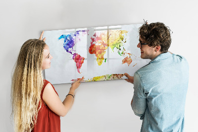 Magnetic dry erase board Colorful world map with photos