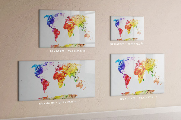 Magnetic dry erase board Colorful world map with photos