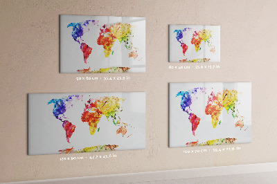 Magnetic dry erase board Colorful world map with photos