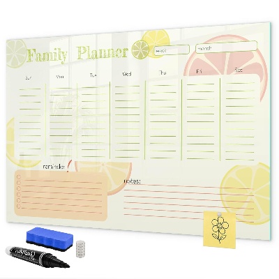 Dry erase board magnetic Family planner with space for photos