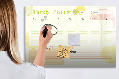 Dry erase board magnetic Family planner with space for photos