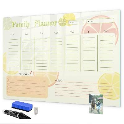 Dry erase board magnetic Family planner with space for photos