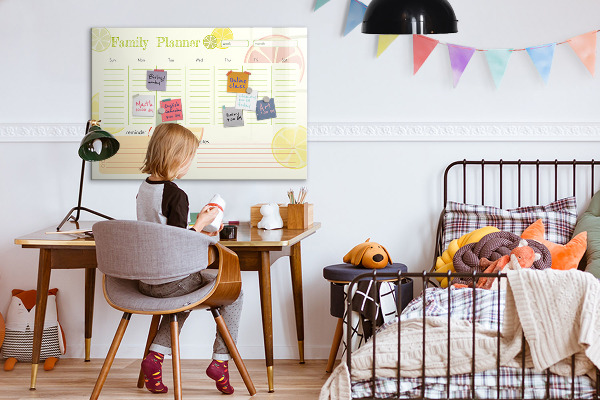 Dry erase board magnetic Family planner with space for photos