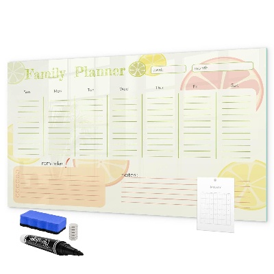 Dry erase board magnetic Family planner with space for photos