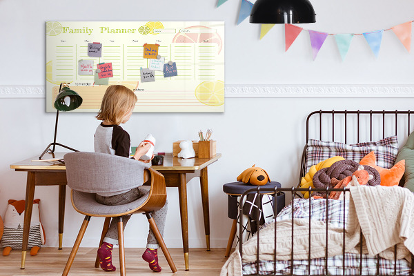 Dry erase board magnetic Family planner with space for photos