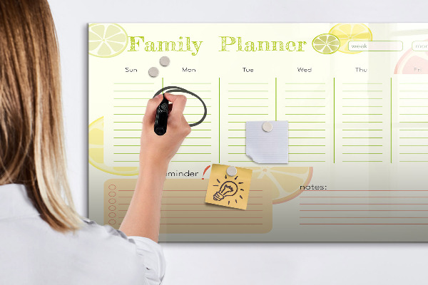 Dry erase board magnetic Family planner with space for photos