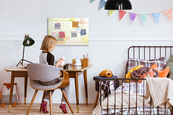 Dry erase board magnetic Family planner with space for photos