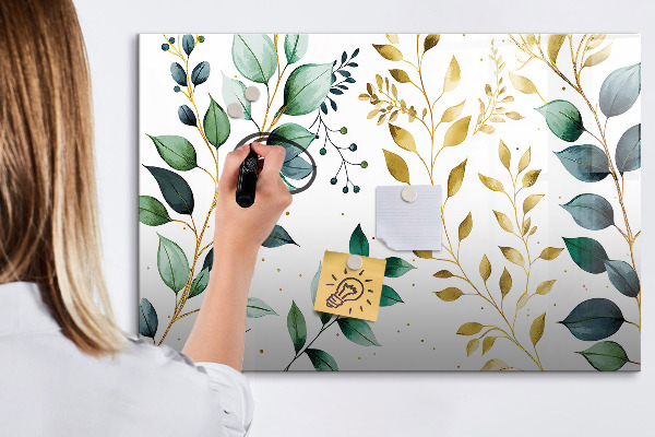 Dry erase board magnetic Green leaves and memories in photos