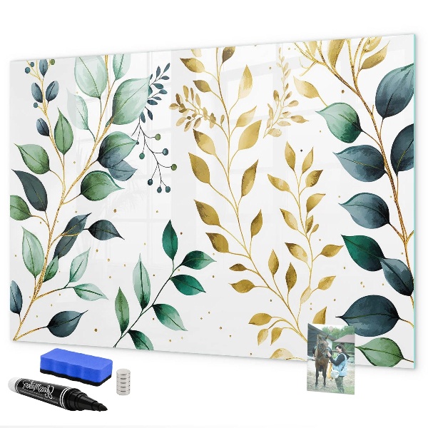 Dry erase board magnetic Green leaves and memories in photos