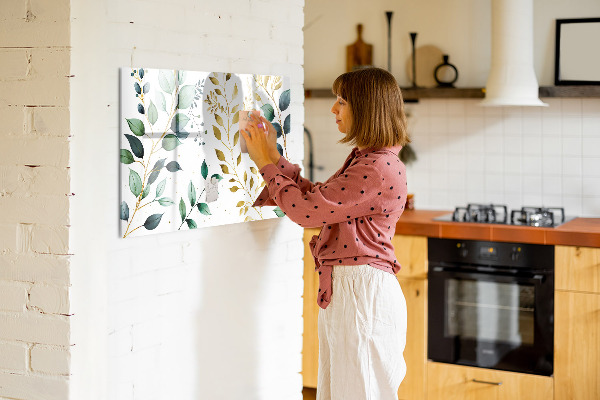 Dry erase board magnetic Green leaves and memories in photos