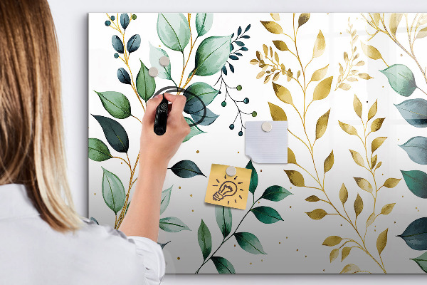 Dry erase board magnetic Green leaves and memories in photos