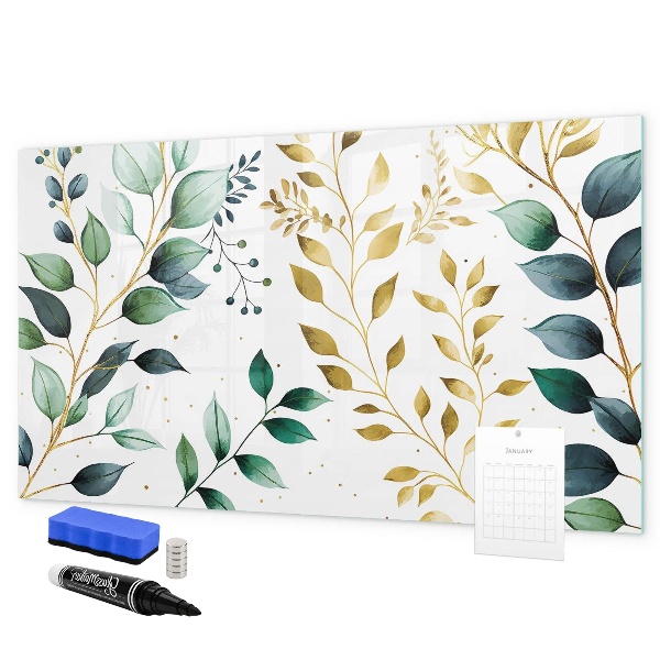Dry erase board magnetic Green leaves and memories in photos