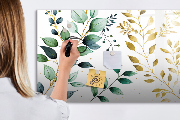 Dry erase board magnetic Green leaves and memories in photos