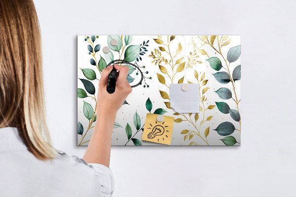 Dry erase board magnetic Green leaves and memories in photos