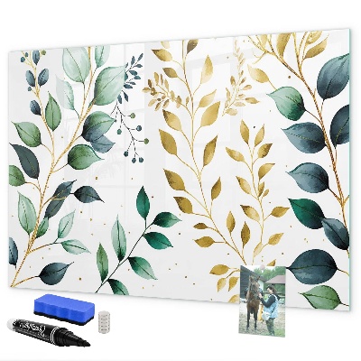Dry erase board magnetic Green leaves and memories in photos