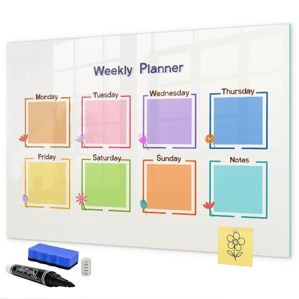 Magnetic dry erase board Weekly planner with space for photos
