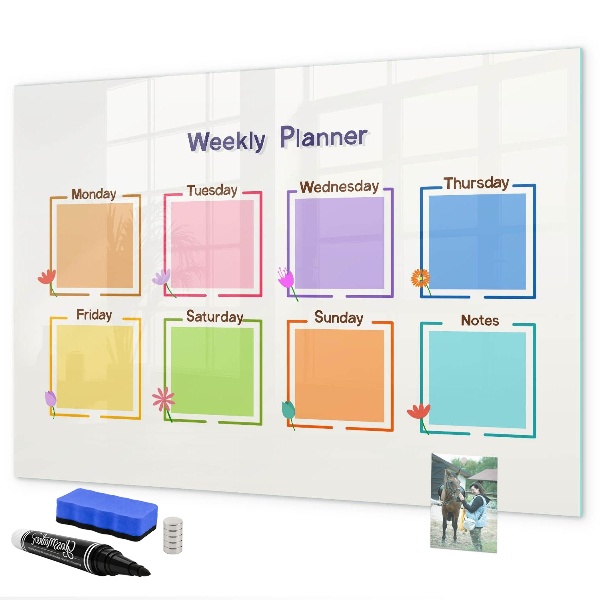 Magnetic dry erase board Weekly planner with space for photos