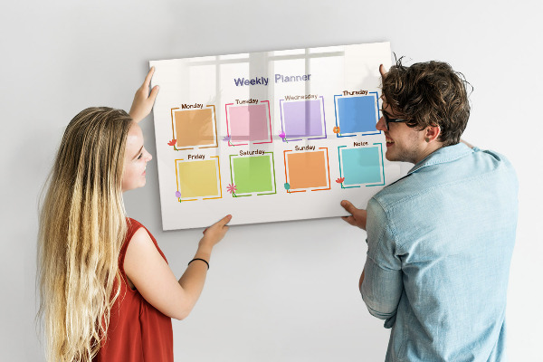 Magnetic dry erase board Weekly planner with space for photos