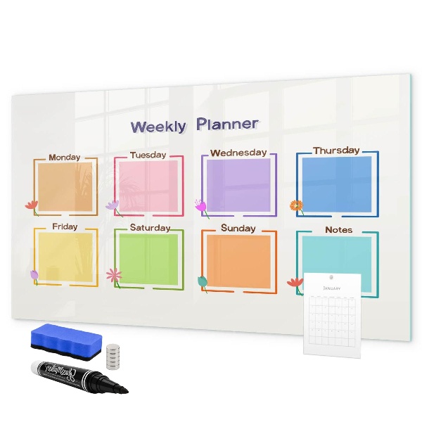 Magnetic dry erase board Weekly planner with space for photos