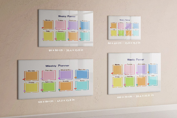 Magnetic dry erase board Weekly planner with space for photos